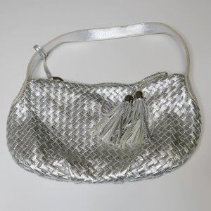 Elliot Lucca woven leather silver purse bag